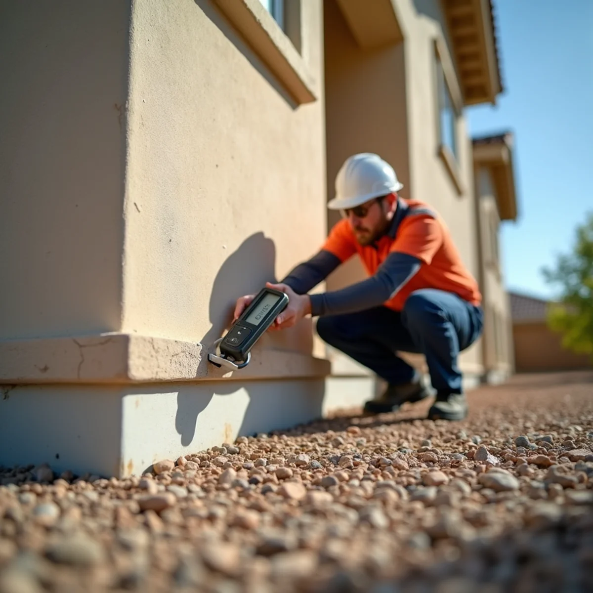 Restoration technician assessing water category during an inspection in a Menifee, CA home