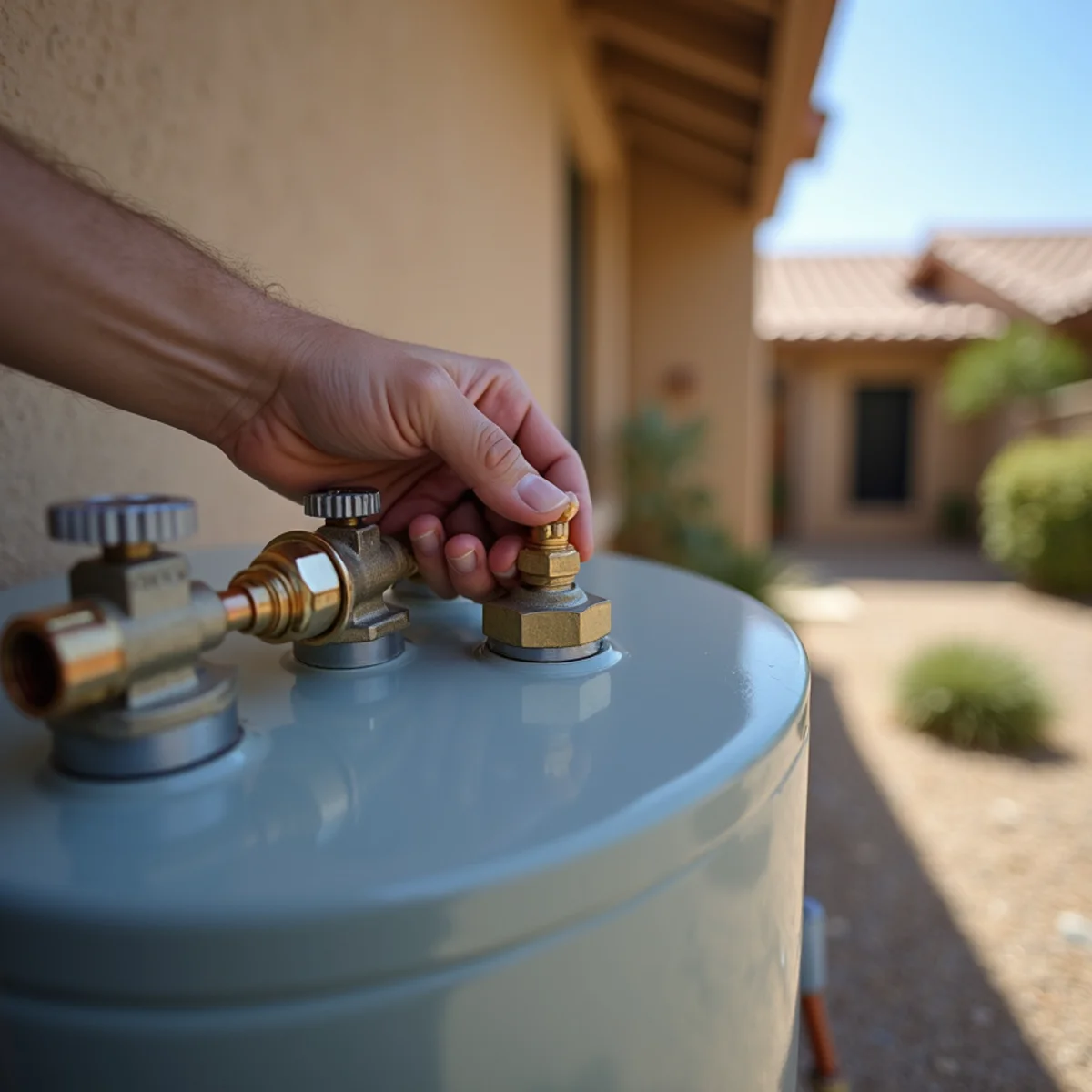 Closing the cold water inlet valve on a water heater in Menifee, CA