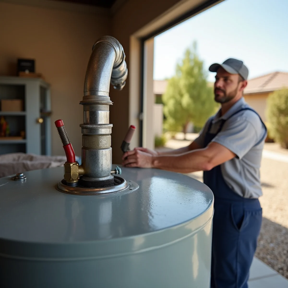 Refilling a flushed water heater in a Menifee, California garage