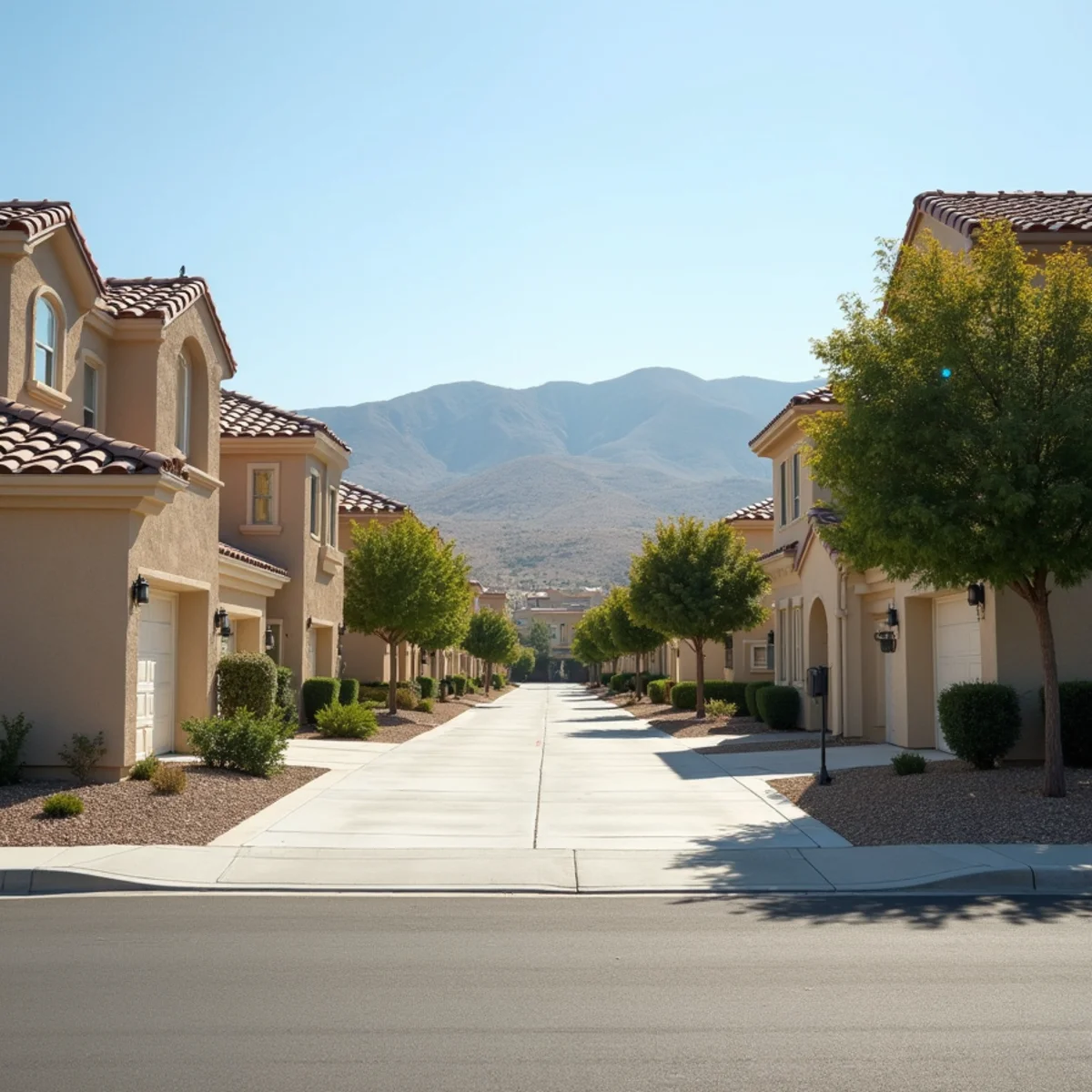 Typical residential streets and homes in Audie Murphy Ranch