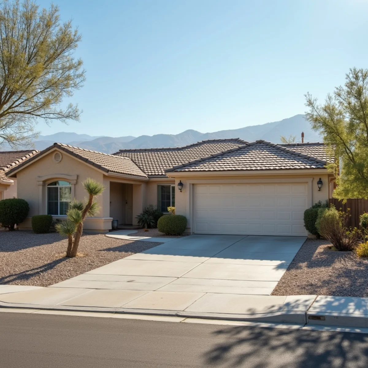 Typical residential streets and homes in Barstow, CA