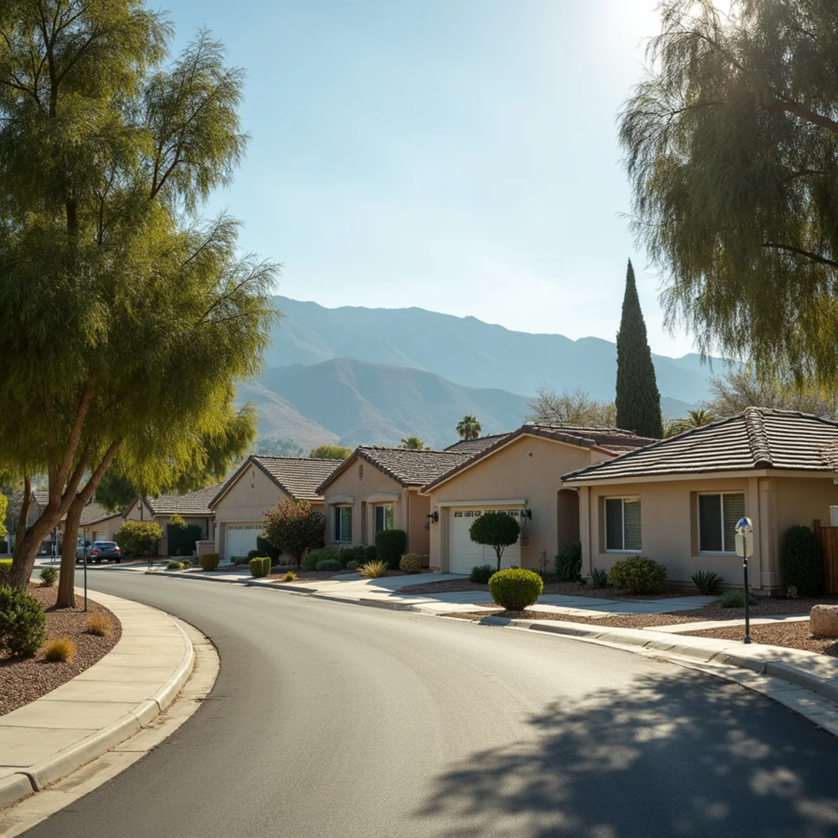 Typical residential streets and homes in Canyon Lake, CA