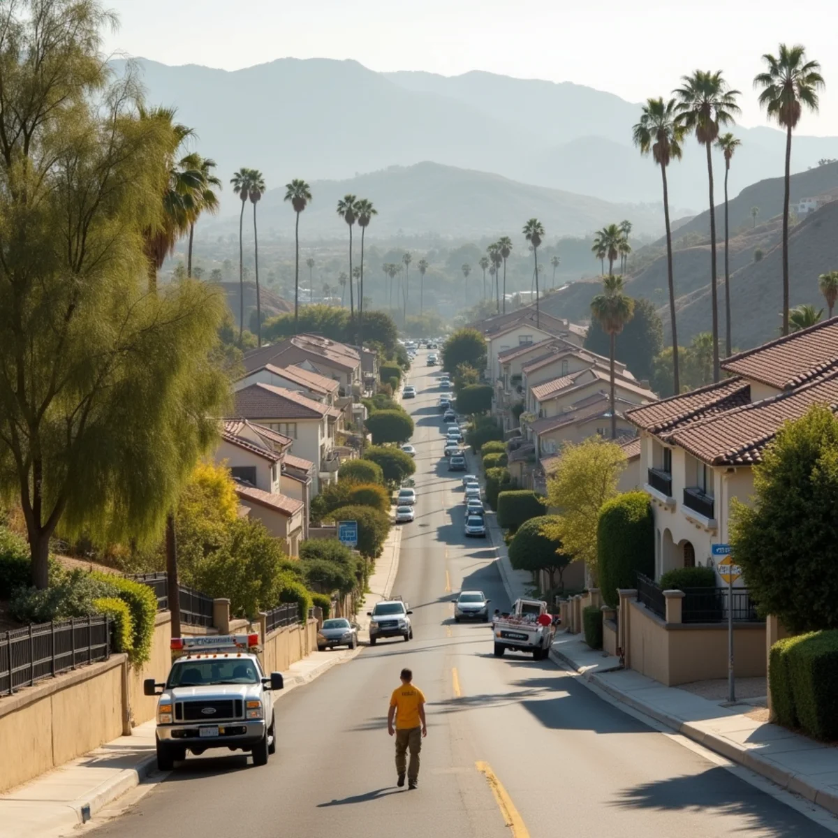 Hillside homes on sloped lots in Chino Hills, CA