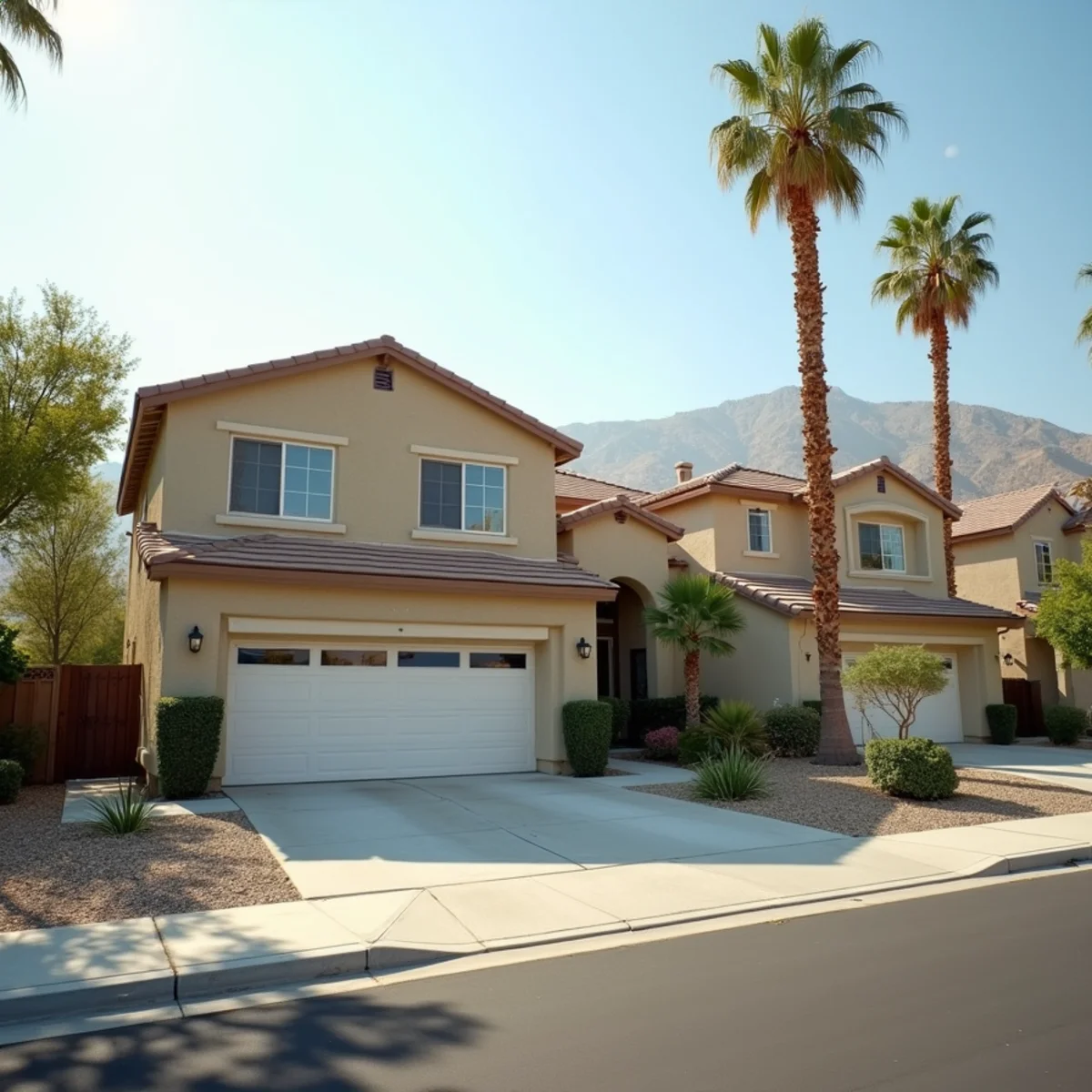 Typical residential streets and homes in Fontana, CA