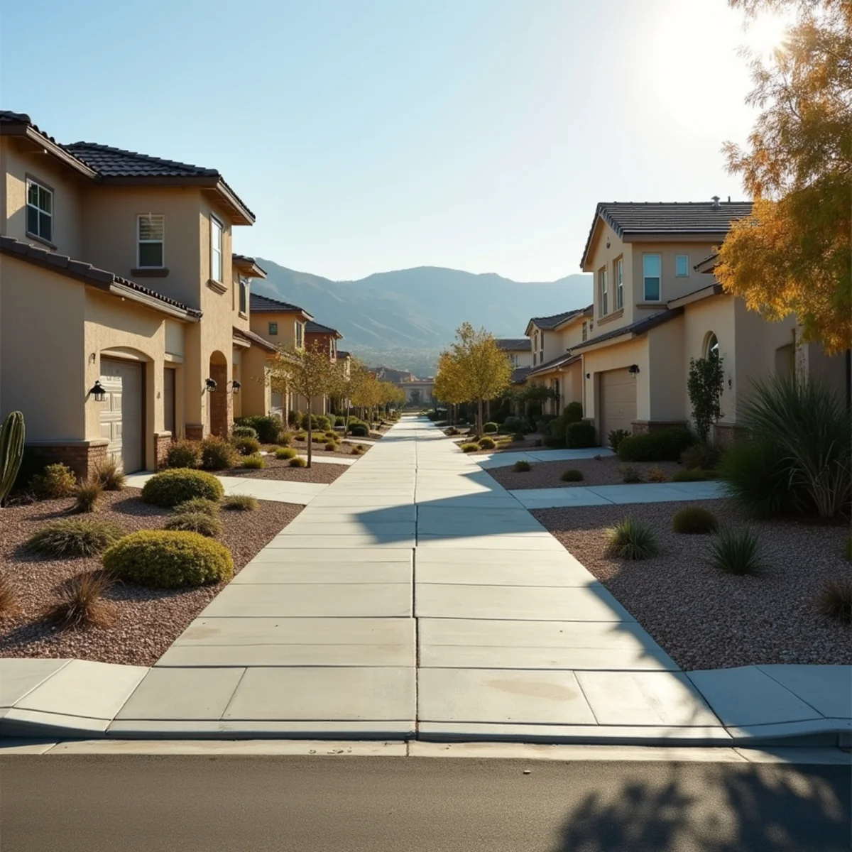 Typical residential streets and homes in Heritage Lake