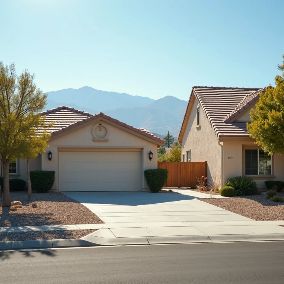 Typical residential streets and homes in Hesperia, CA