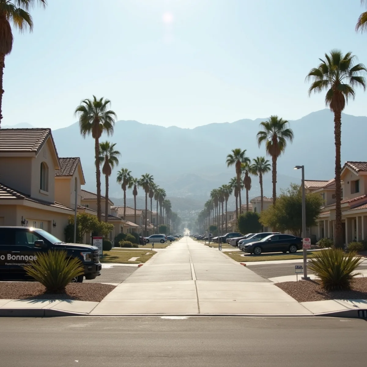 Typical residential streets and homes in Loma Linda, CA