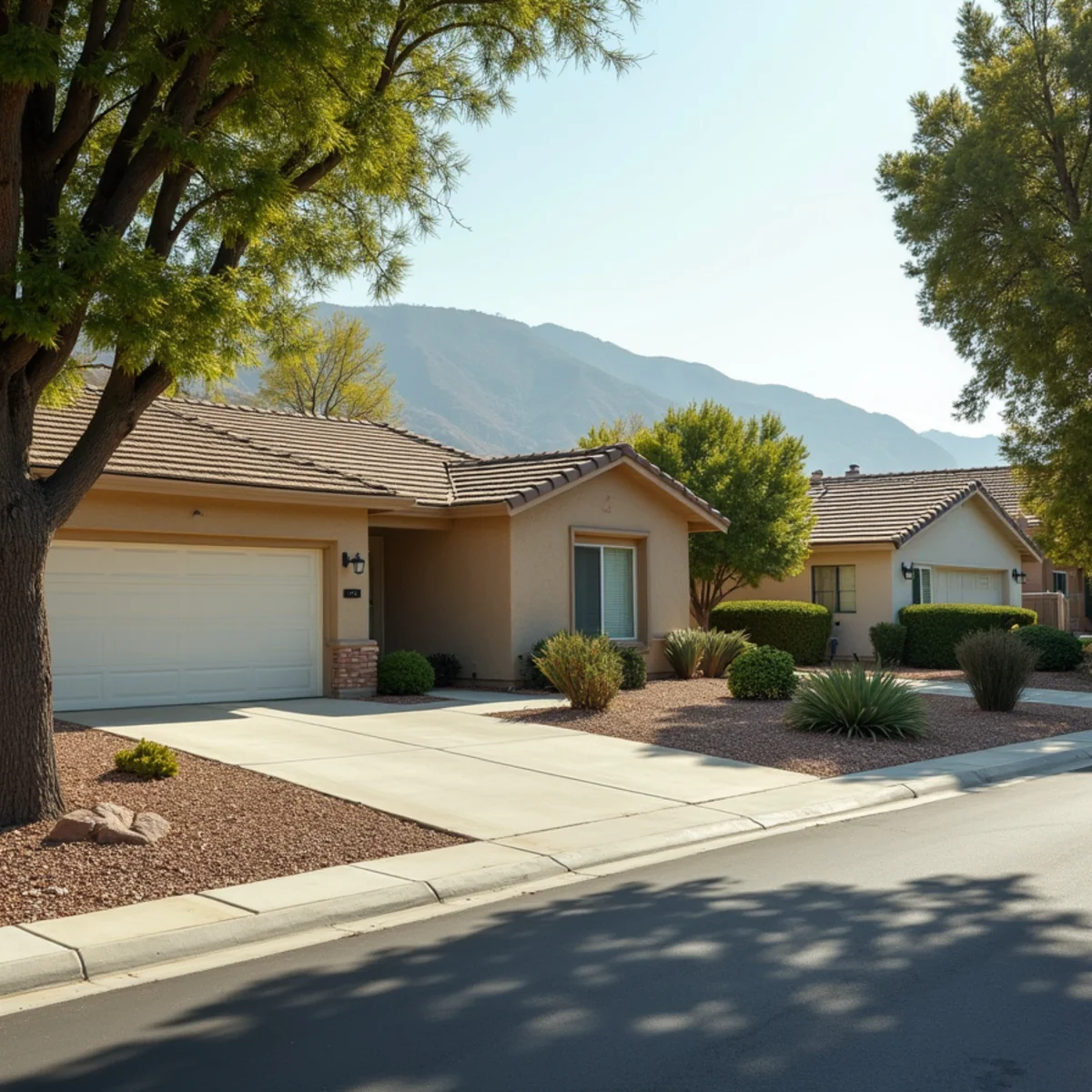 Typical residential streets and homes in Menifee, CA