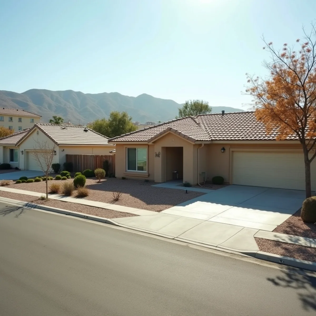 Typical residential streets and homes in Moreno Valley, CA