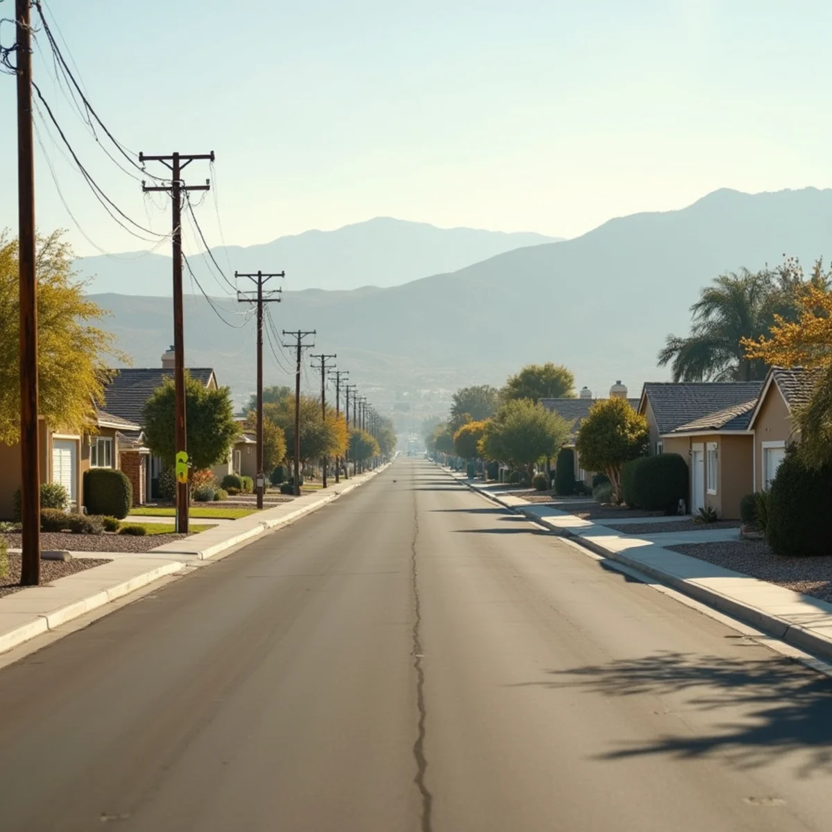 Suburban tract neighborhoods in Moreno Valley, CA