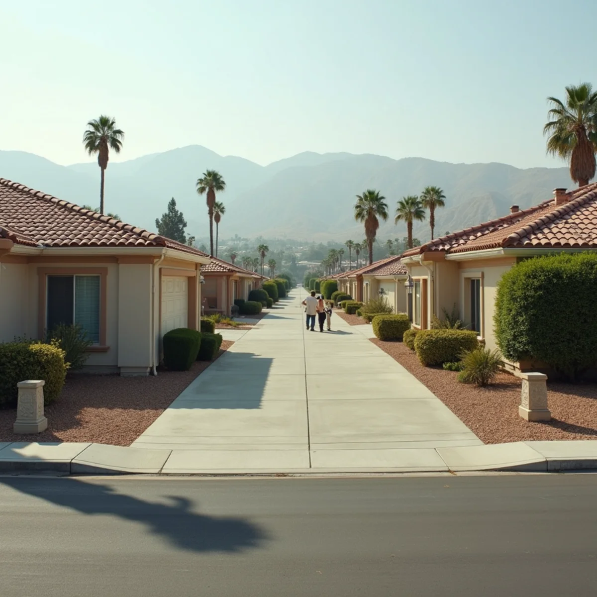 Typical residential streets and homes in Rancho Cucamonga, CA