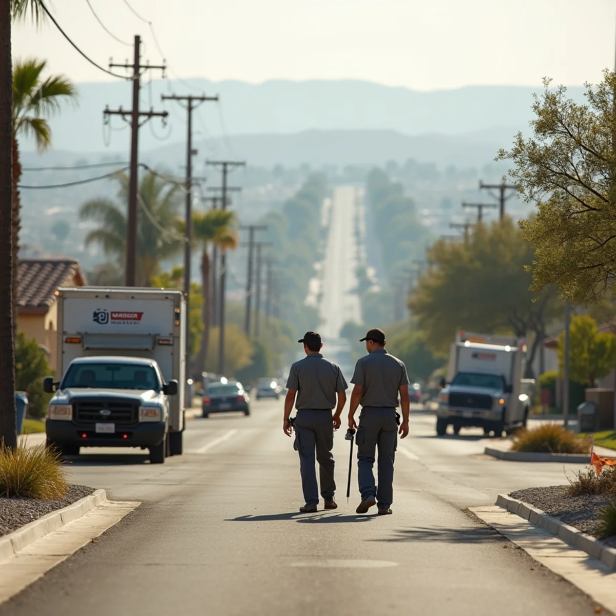Residential neighborhoods and logistics facilities in Rialto, CA