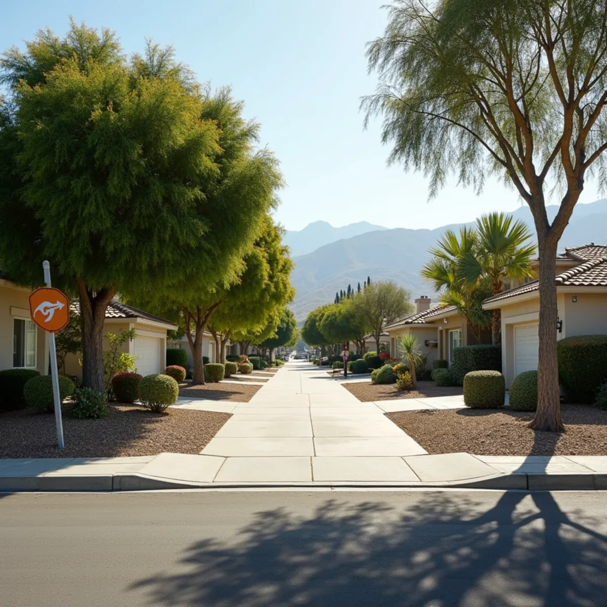 Typical residential streets and homes in San Bernardino, CA