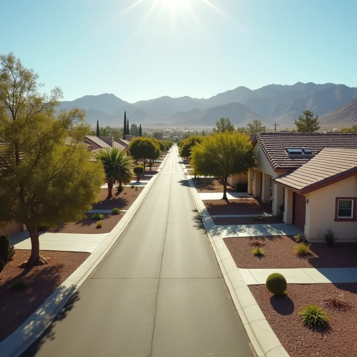 Typical residential streets and homes in San Jacinto, CA