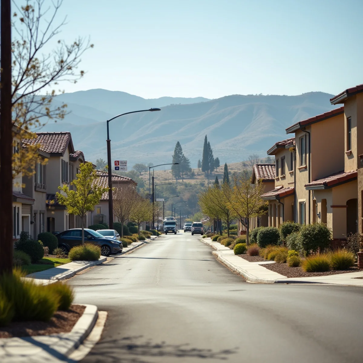 Typical residential streets and homes in Temecula, CA