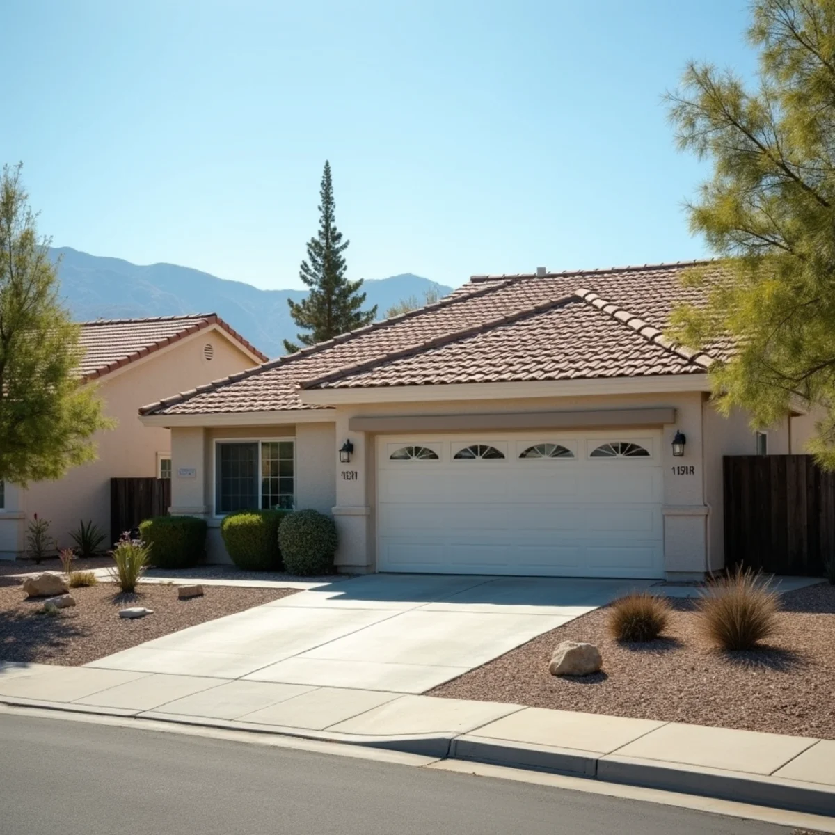 Typical residential streets and homes in Victorville, CA
