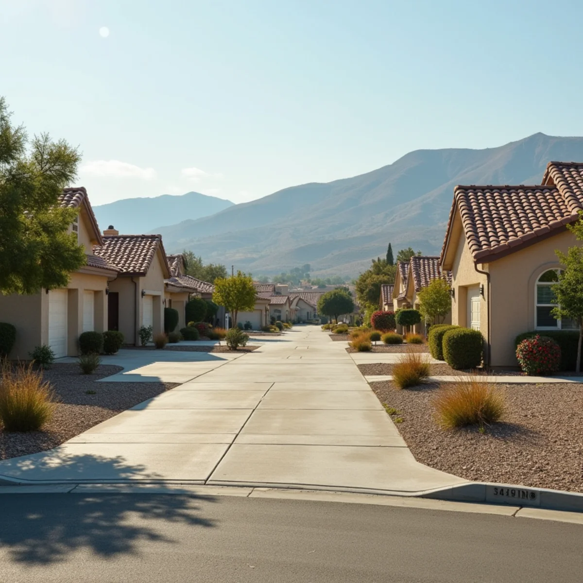 Typical residential streets and homes in Wildomar, CA