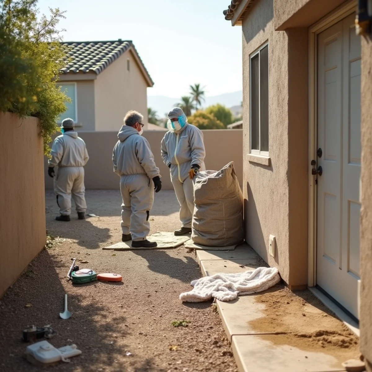 Restoration crew performing sewage cleanup and sanitization in a Menifee, CA property
