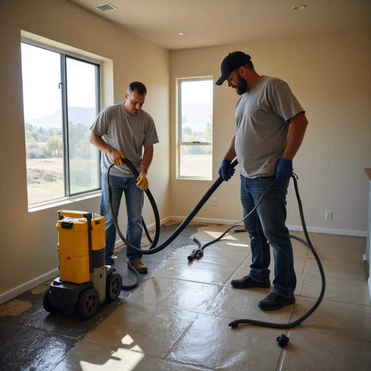 Restoration crew performing water damage restoration in a Menifee, CA property